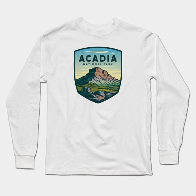 Acadia National Park Maine's Treasure Long Sleeve T-Shirt by Perspektiva